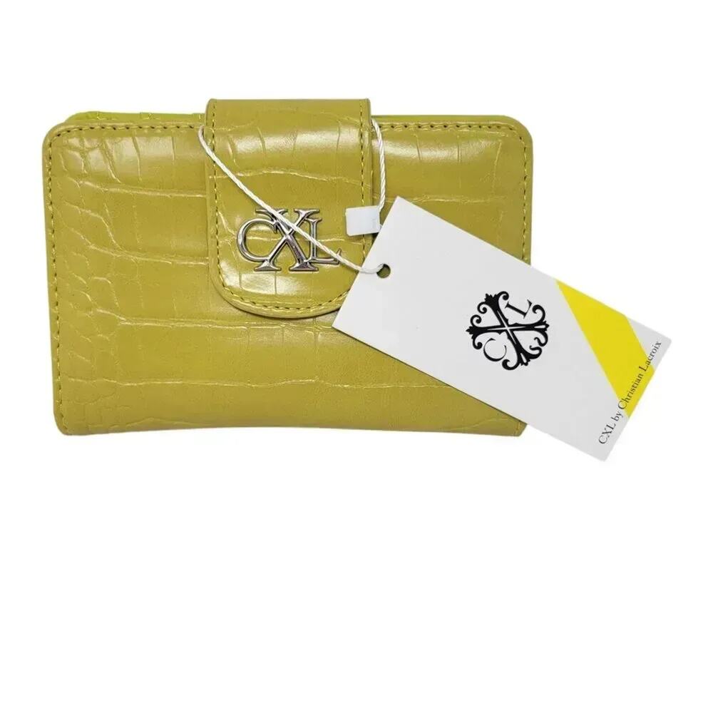 Christian Lacroix CXL By Forestis Croco Bifold Wallet Moss NWT